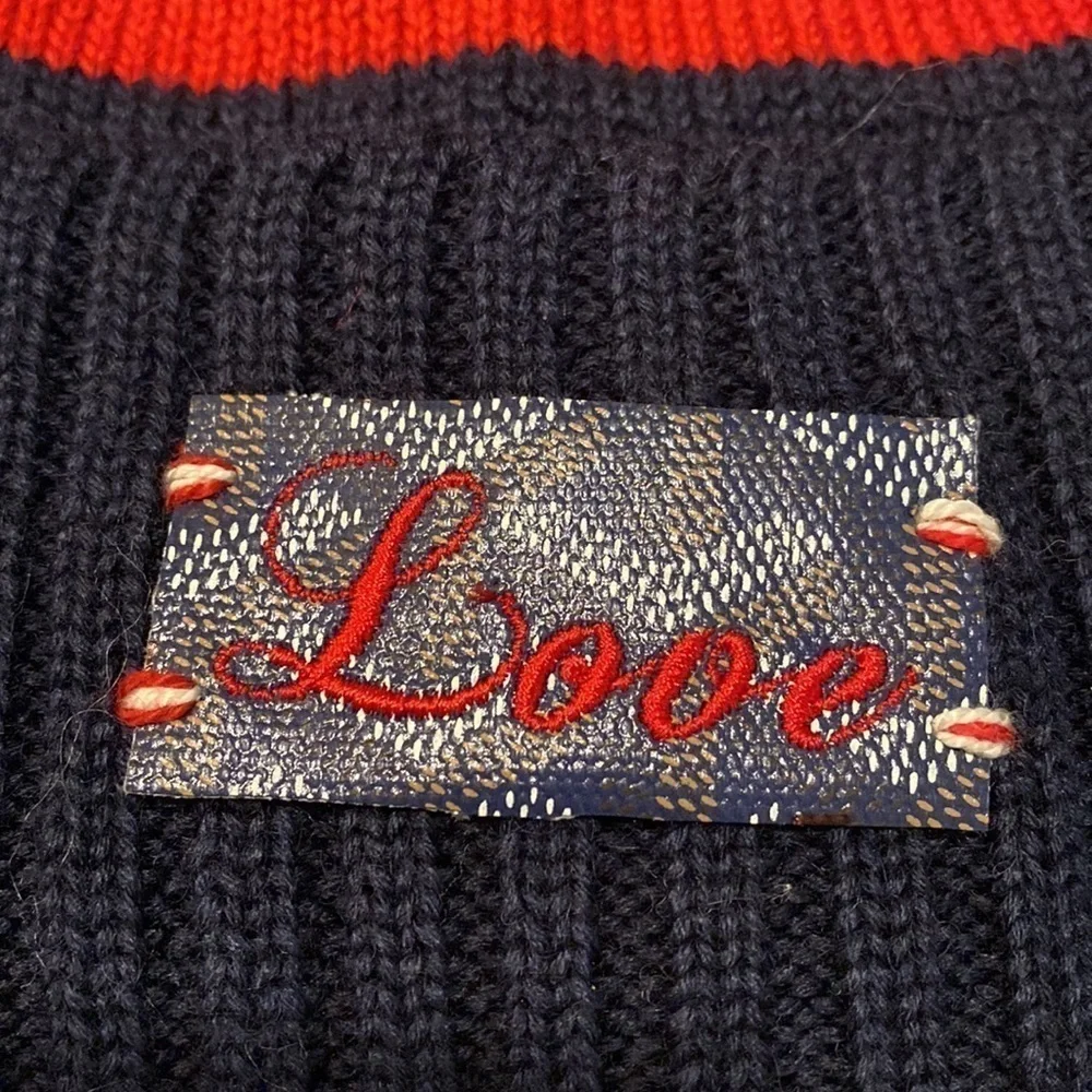 NWOT Navy and Red Hat with Hand Sewn Love Patch
